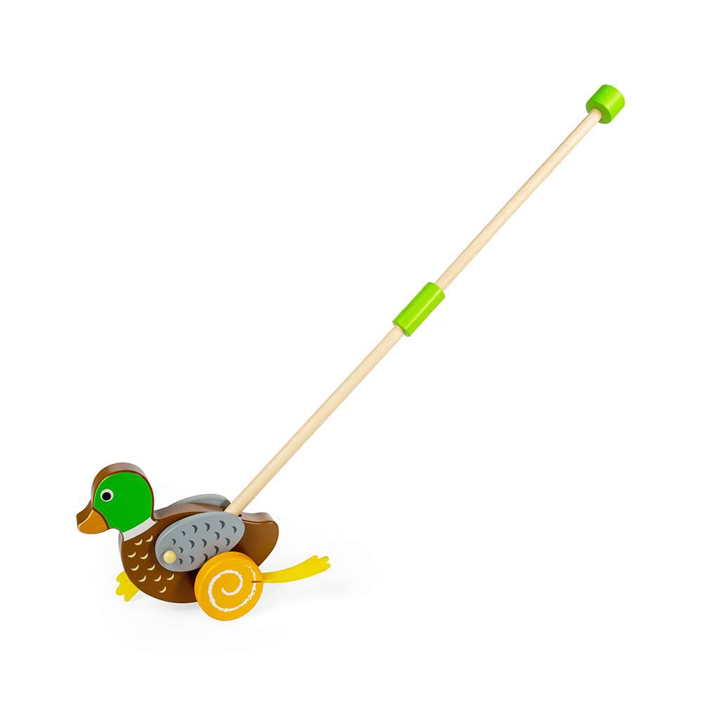 Bigjigs Baby Wooden Duck Push Along Toy for Toddlers 12 Months Plus