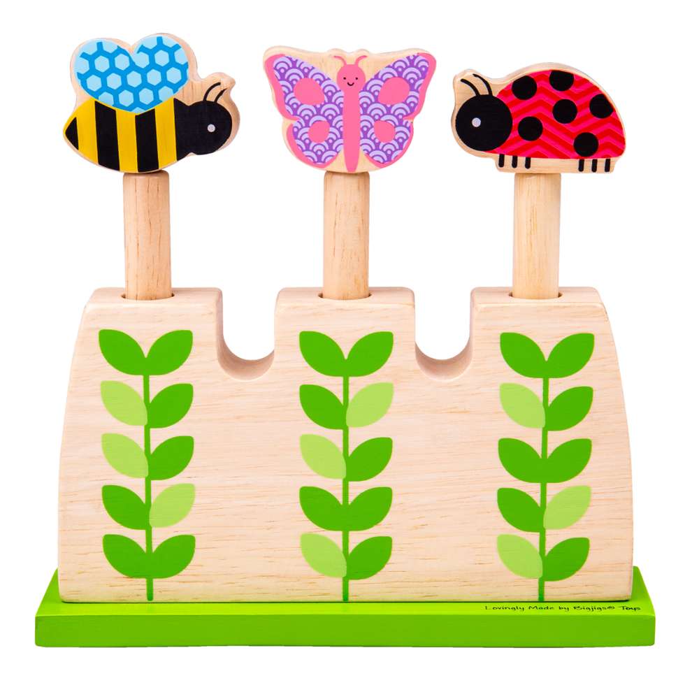 Bigjigs Toys Wooden Garden Pop Up Toy Toddler Educational Toy 12 Months Plus