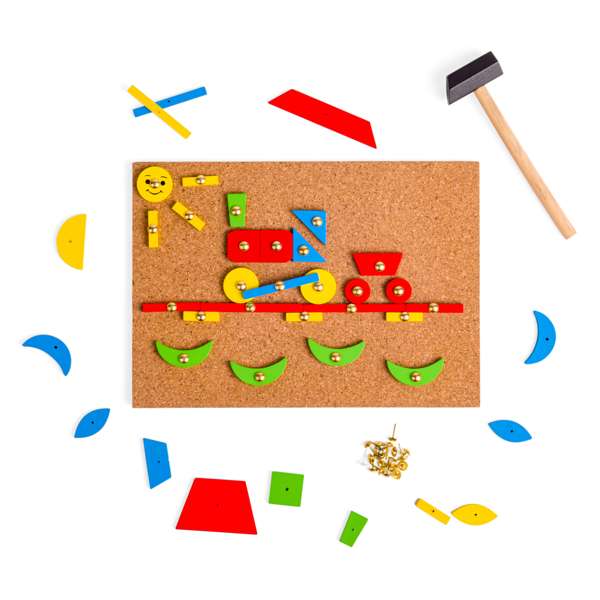Bigjigs Toys Pin-a-Shape Wooden Arts and Crafts Board Game with 229 Play Pieces