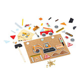 Bigjigs Toys Pin-a-Shape Construction Art Board with Wooden Shapes Hammer and Pins