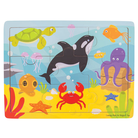 Bigjigs Toys Wooden Ocean Floor Jigsaw Puzzle 9 Pieces Educational Toy for Toddlers