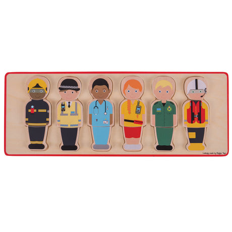 Bigjigs Toys People Who Help Us Wooden Emergency Services Mix and Match Puzzle 18 Pieces