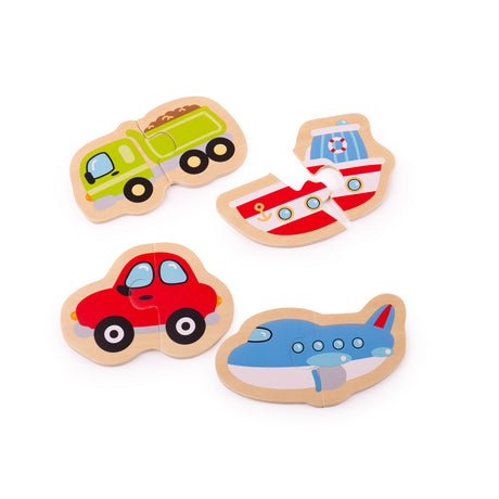 Bigjigs Toys Wooden Transport Matching Puzzles Educational Toddler Toy 8 Pieces