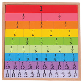 Bigjigs Toys Wooden Fractions Tray Educational Maths Toy with 51 Pieces