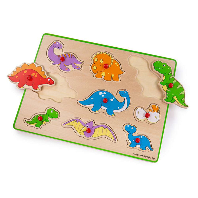 Bigjigs Toys Wooden Dinosaur Educational Puzzle 9 Pieces