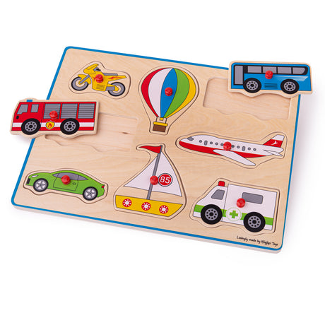 Bigjigs Toys Wooden Transport Shape Matching Puzzle 8 Pieces
