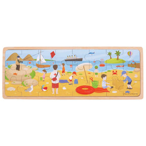 Bigjigs Toys Wooden Seaside Scene Tray Puzzle 24 Pieces Educational Jigsaw