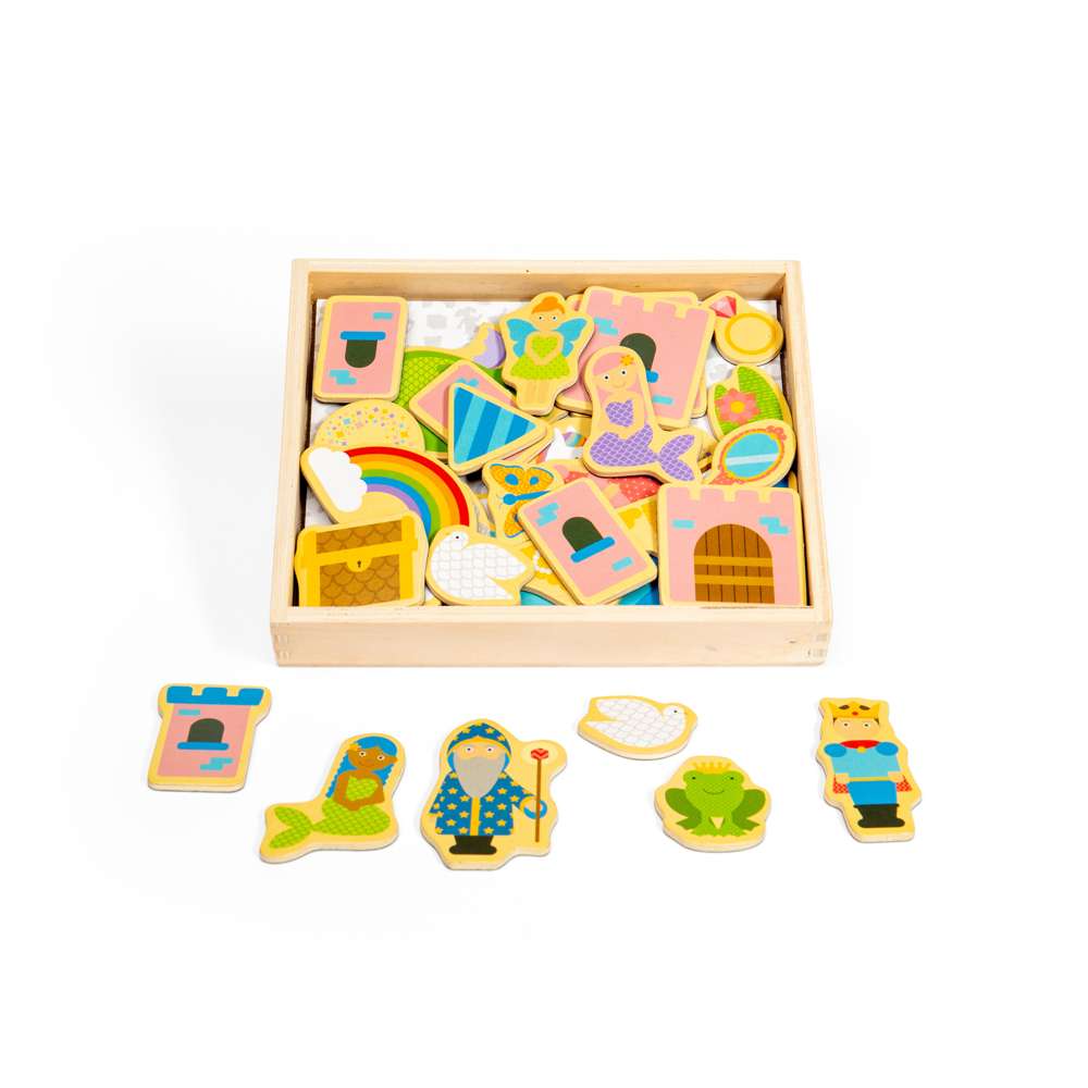 Bigjigs Toys Fantasy Wooden Magnets 35 Piece Set with Storage Box