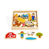 Bigjigs Toys Wooden Farm Magnets 35 Piece Magnetic Construction Set for Kids