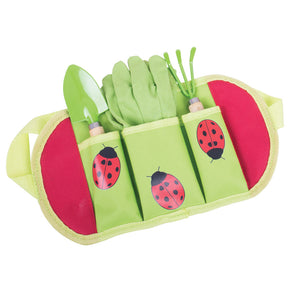 Bigjigs Toys Kids Gardening Tool Belt with Spade Fork and Gloves 4 Pieces