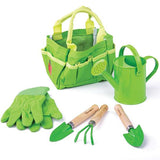 Bigjigs Toys Childrens Garden Tools and Tote Bag Set with Watering Can Spade Fork and Gloves