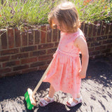 Bigjigs Toys Long Handled Kids Garden Broom 86cm Green Bristles 3 Years Plus
