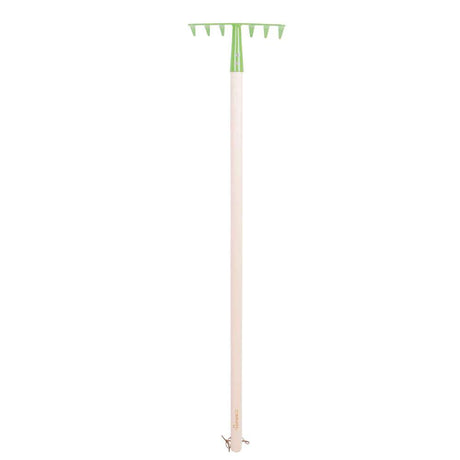 Bigjigs Toys Childrens Long Handled Green Wooden Soil Rake Garden Toy 86cm 3 Years Plus
