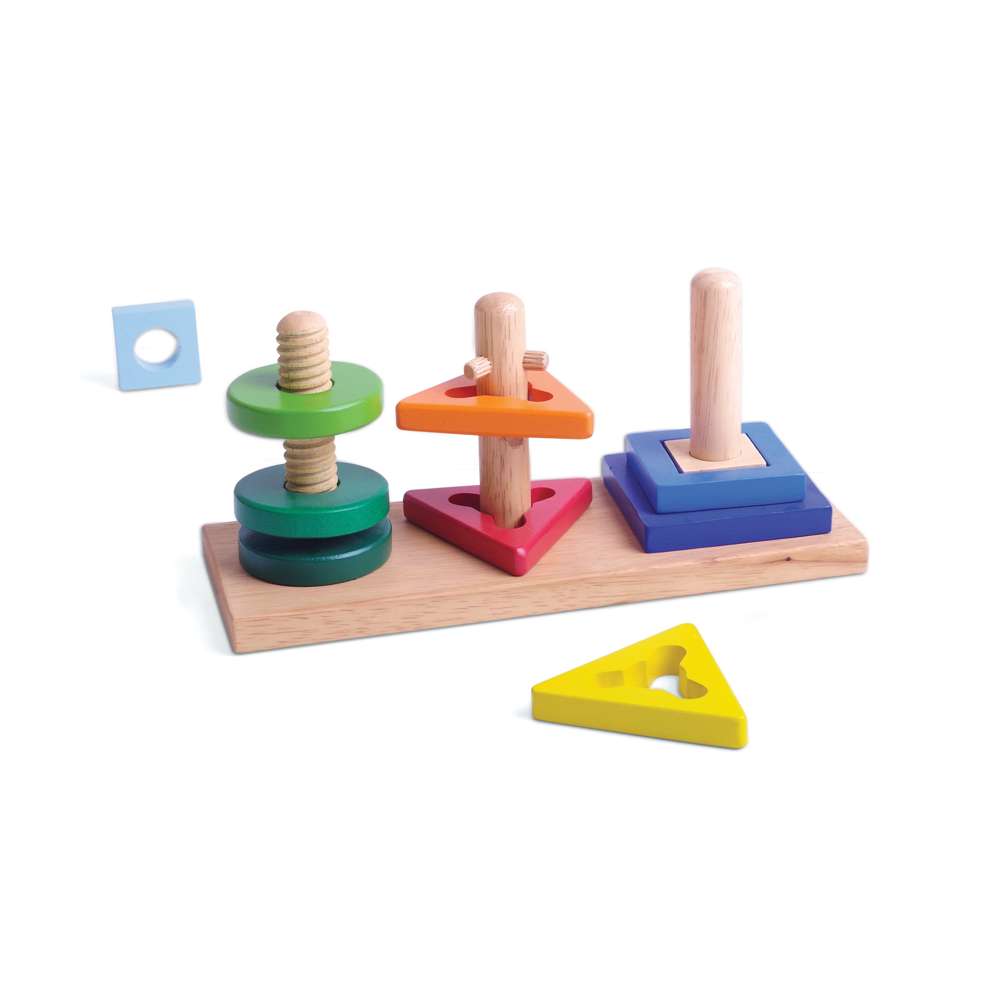 Bigjigs Toys Twist and Turn Wooden Educational Shape and Colour Sorting Puzzle 9 Pieces