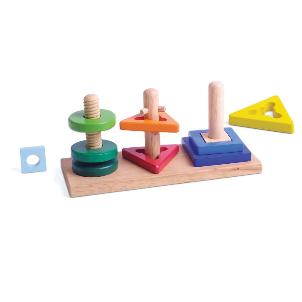 Bigjigs Toys Twist and Turn Wooden Educational Shape and Colour Sorting Puzzle 9 Pieces
