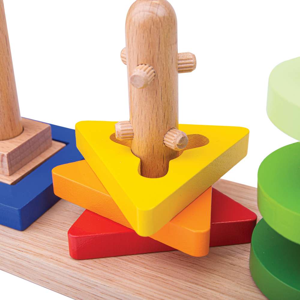 Bigjigs Toys Twist and Turn Wooden Educational Shape and Colour Sorting Puzzle 9 Pieces