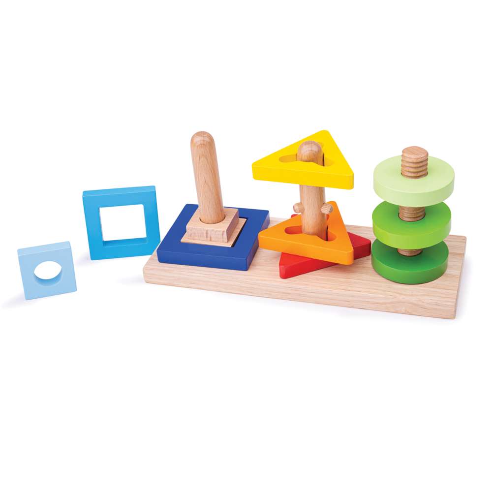 Bigjigs Toys Twist and Turn Wooden Educational Shape and Colour Sorting Puzzle 9 Pieces