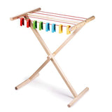 Bigjigs Toys Wooden Clothes Airer Kids Pretend Play Laundry Set with 8 Pegs
