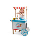 Bigjigs Toys Wooden Ice Cream Cart Pretend Play Set with 18 Accessories 3 Years Plus