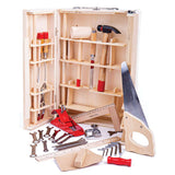 Bigjigs Toys Junior Kids Wooden Tool Box with 28 Functional Tools and Carry Case