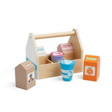 Bigjigs Toys Wooden Dairy Delivery Play Food Set with Crate 7 Pieces