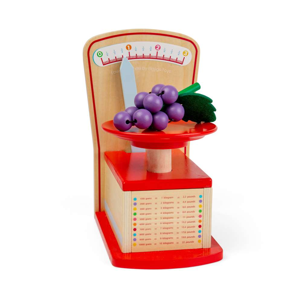 Bigjigs Toys Wooden Kitchen Scales Toy for Kids Play Shop and Kitchen Role Play