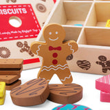 Bigjigs Toys Wooden Biscuit Box Toy Food Set with 16 Pieces 3 Years+