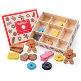 Bigjigs Toys Wooden Biscuit Box Toy Food Set with 16 Pieces 3 Years+