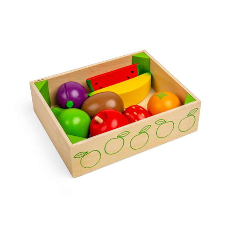 Bigjigs Toys Wooden Fruit Crate Toy Food Set 10 Pieces