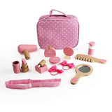 Bigjigs Toys Wooden Vanity Kit Pretend Play Set with 11 Pieces and Fabric Bag