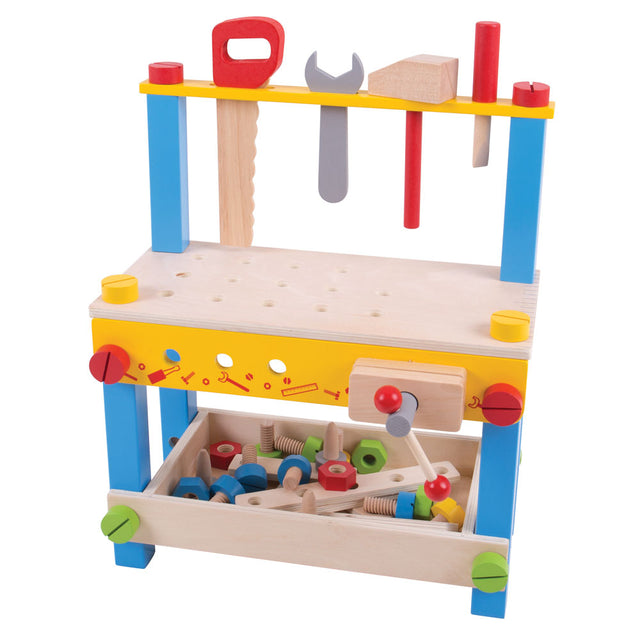 Bigjigs Toys My First Workbench Wooden Kids Tool Bench with 26 Play Pieces