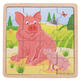 Bigjigs Toys Wooden Pig and Piglet Educational Chunky Puzzle 16 Pieces