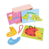 Bigjigs Toys Wooden Animal Lacing Blocks Educational Toy with 16 Play Pieces