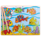 Bigjigs Toys Wooden Magnetic Fishing Game Board with 10 Play Pieces