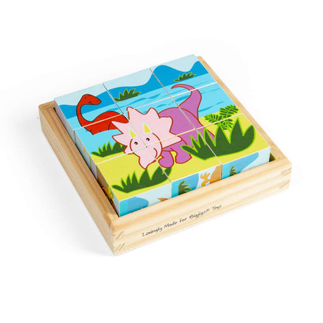 Bigjigs Toys Wooden Dinosaur Cube Puzzle 9 Pieces for 10 Months Plus