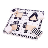 Bigjigs Toys Black and White Wooden Chunky Animal Puzzle for Babies and Toddlers 4 Pieces
