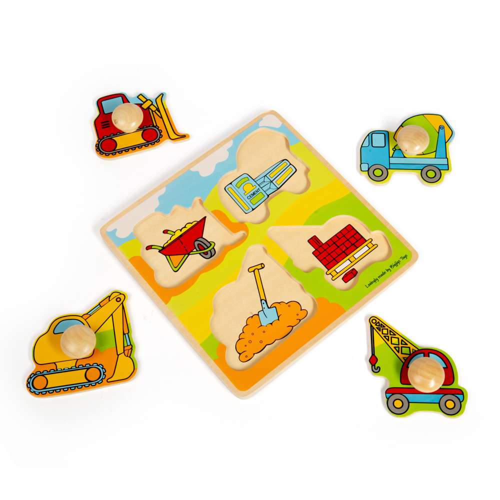 Bigjigs Toys Wooden First Shape and Colour Peg Puzzle 4 Pieces