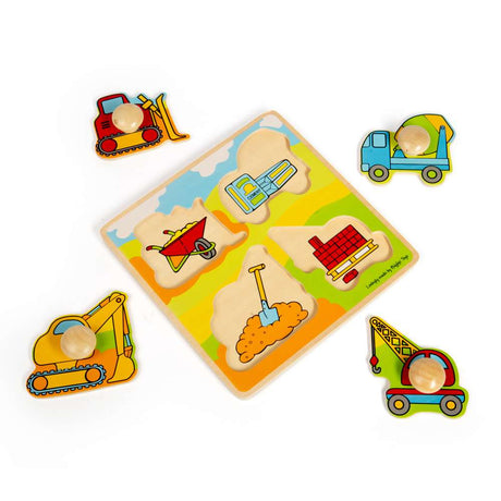 Bigjigs Toys Wooden First Shape and Colour Peg Puzzle 4 Pieces