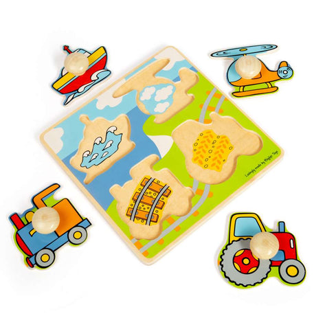 Bigjigs Toys My First Peg Puzzle Transport Wooden Educational Toy for Toddlers 12 Months Plus