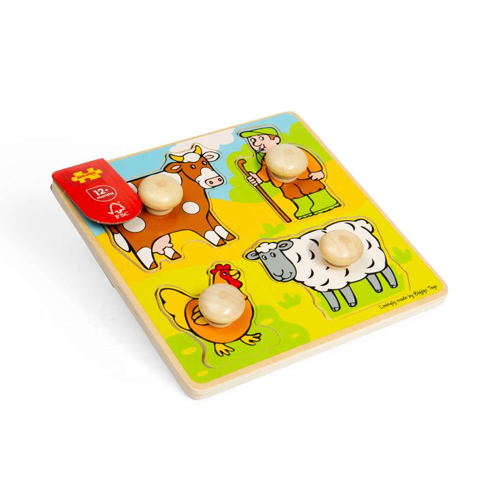 Bigjigs Toys My First Peg Puzzle Farm Wooden Educational Toy for Toddlers 12 Months +
