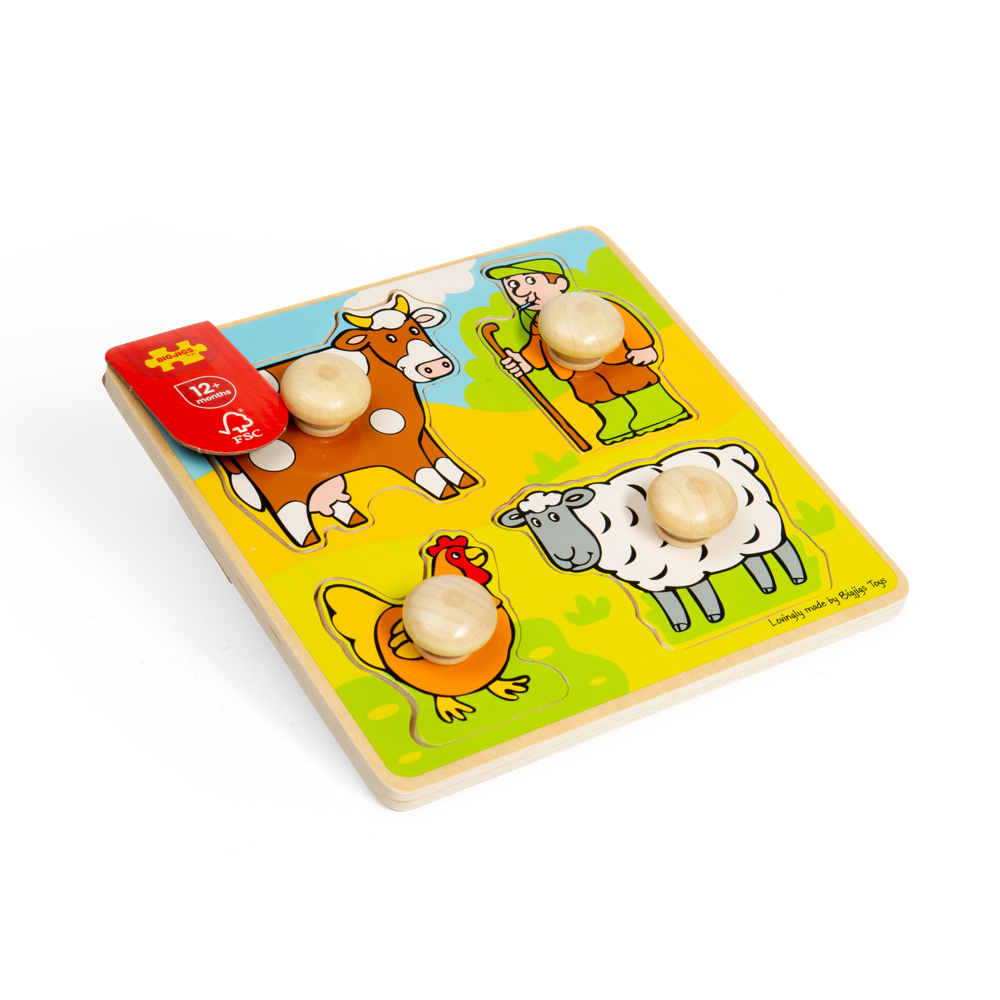 Bigjigs Toys My First Peg Puzzle Farm Wooden Educational Toy for Toddlers 12 Months +