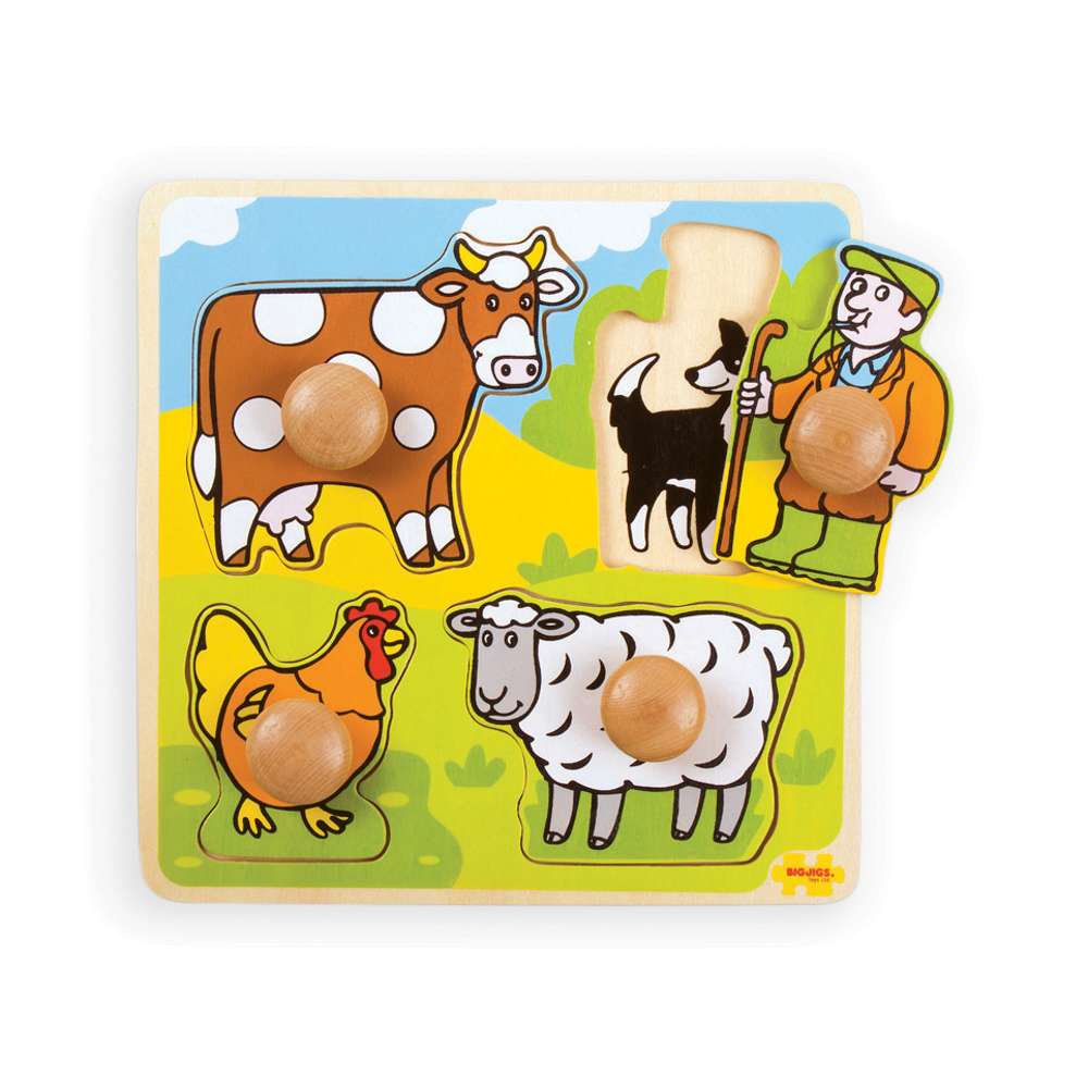 Bigjigs Toys My First Peg Puzzle Farm Wooden Educational Toy for Toddlers 12 Months +