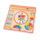 Bigjigs Toys Wooden Clock and Calendar Educational Toy for Kids 3 Years+