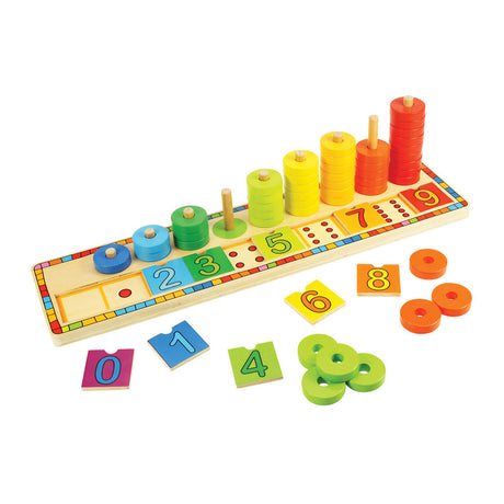 Bigjigs Toys Learn To Count Educational Wooden Puzzle Sorting and Counting Toy 55 Pieces