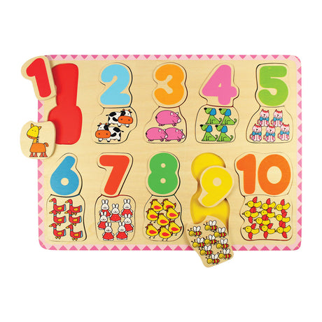 Bigjigs Toys Wooden Number Matching and Counting Puzzle 20 Pieces
