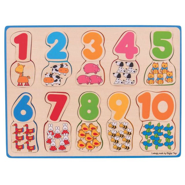 Bigjigs Toys Wooden Number Matching and Counting Puzzle 20 Pieces