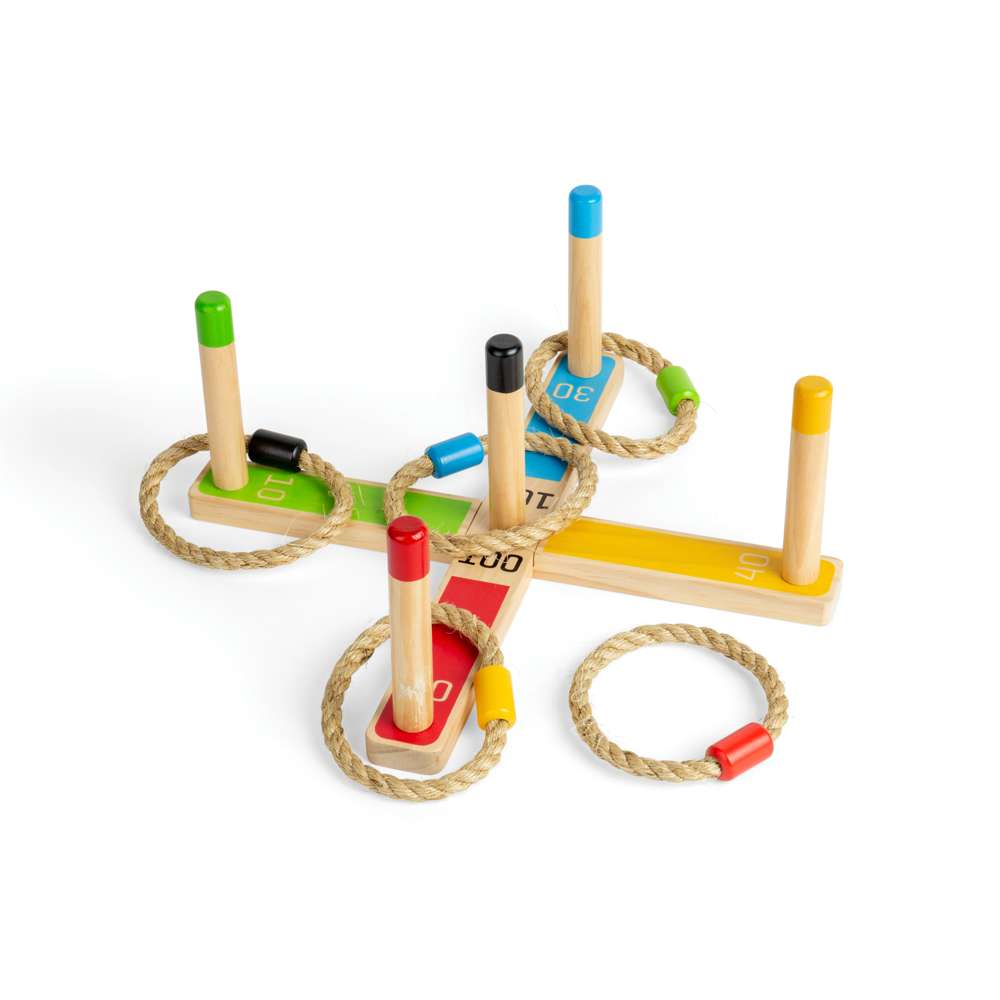 Bigjigs Toys Wooden Garden Quoits Outdoor Skill Game with 12 Play Pieces