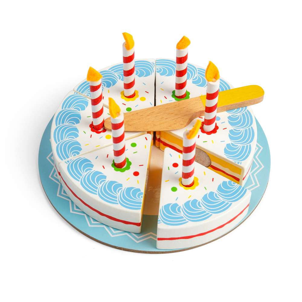 Bigjigs Toys Wooden Birthday Cake Toy with Candles and Slicer 18 Months Plus