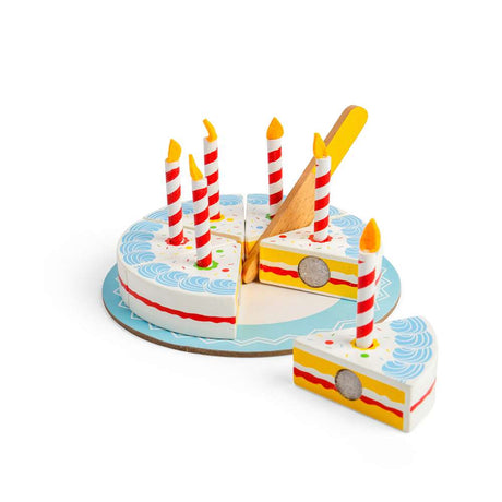 Bigjigs Toys Wooden Birthday Cake Toy with Candles and Slicer 18 Months Plus