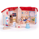 Bigjigs Toys Wooden Mini Hospital Playset with 9 Play Pieces for Ages 3 Plus